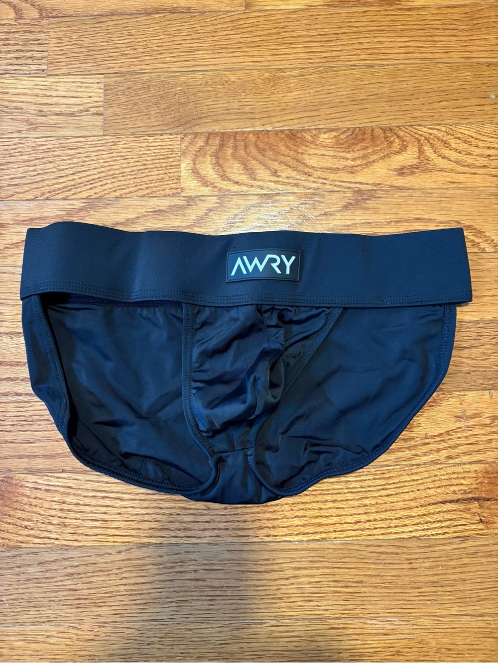 Men's thick-band Black Performance Swim Briefs size L AWRY